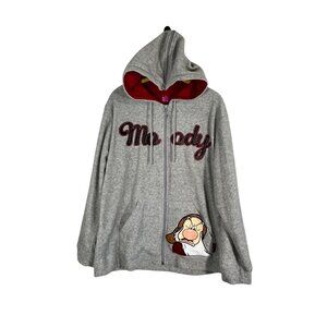 Retro Disney Dwarf Fleece Hoodie Gray XL Grumpy